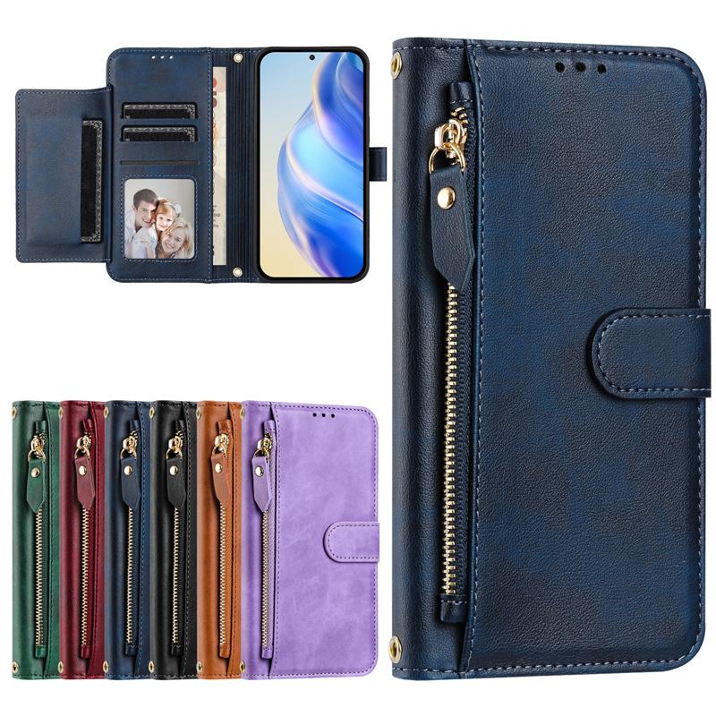 Flip Case for Oneplus 1+ Nord 2T CE 2 3 4 Lite 5G Leather Wallet Cover Card Slot Bag Zipper Casing
