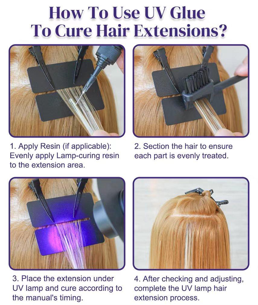 UV Hair Extension Kit: UV Lamp + 30g Glue & Remover | Salon-Quality Invisible Bonds | Quick Home & Salon Set