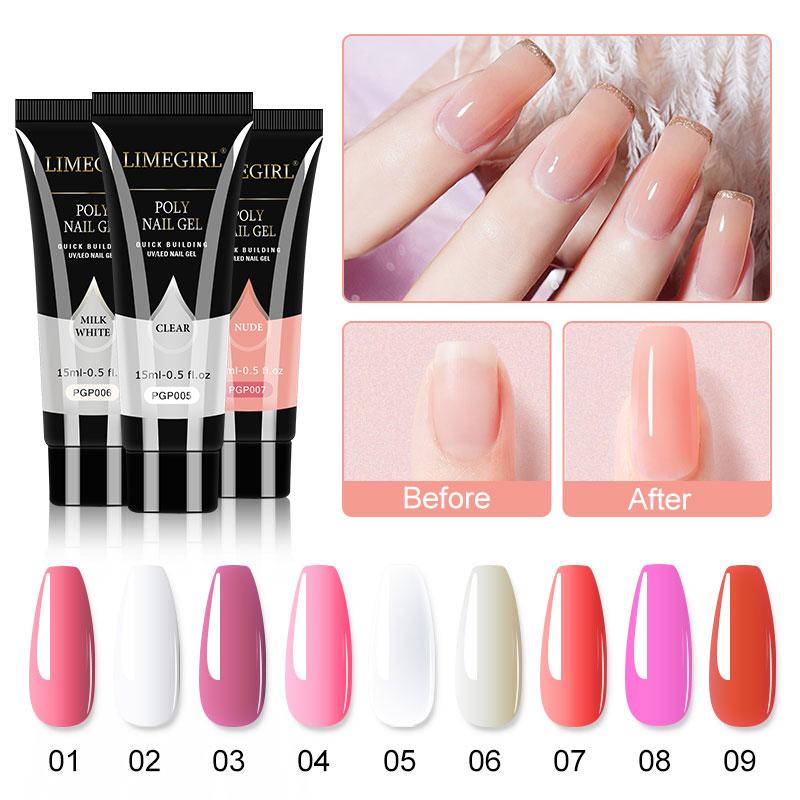 Limegirl Poly Extension Nail Gel Kit All For Manicure Set Fast Building Gel Cuticle Pusher Finger Extend Mold Gel Polish Set