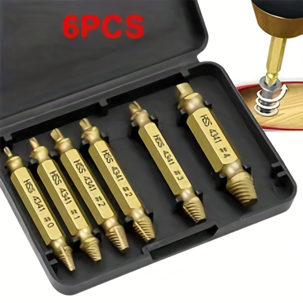 6-Piece Damaged Screw Extractor Bit Kit with Toolbox