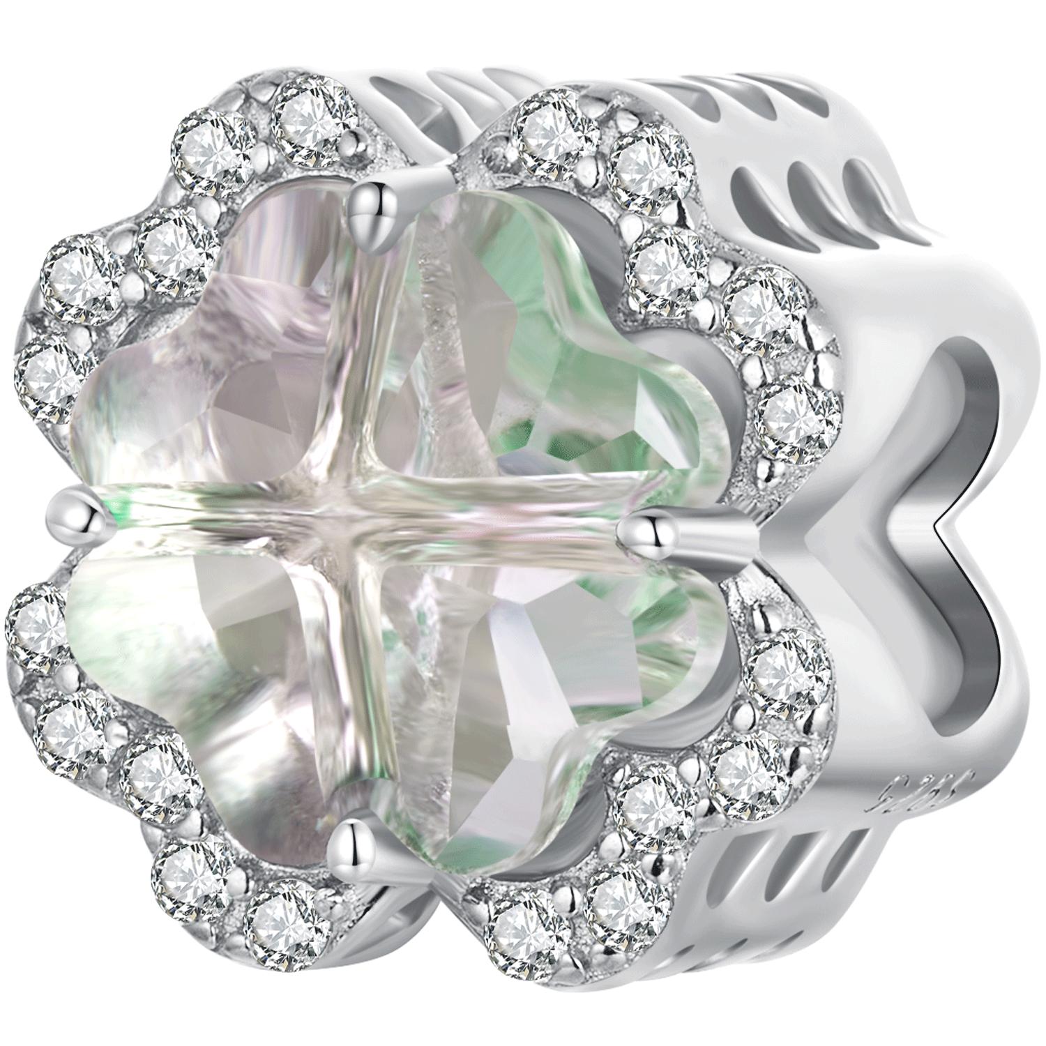 Bamoer Шарм-бусина из стерлингового серебра 925 пробы с четырьмя лепестками клевера для женщин, изготовление ювелирных изделий, подвеска из стерлингового серебра 925 пробы для оригинального браслета