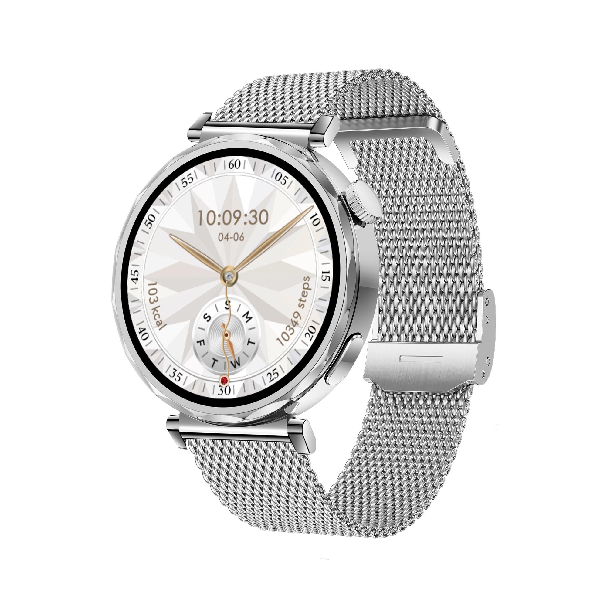 SACOSDING Amoled Screen Women Smart Watches Bluetooth Call Smartwatch Voice Assistant Heart Rate Compass Sport Watch