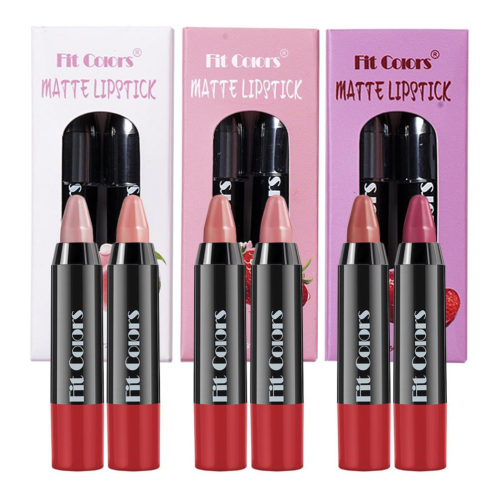 Two Velvet Lipstick Pens In A Box Matte Mist Finish Durable Waterproof Easy Color Crayon Lipstick Pens