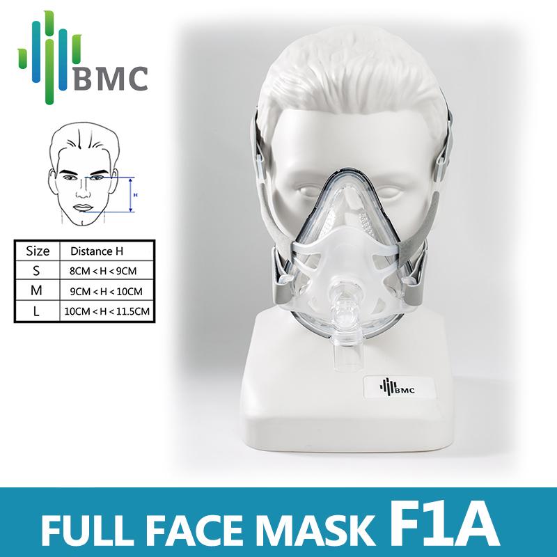 BMC F1A Full Face Mask CPAP Auto CPAP BiPAP Mask Wish Headgear for Sleep Apnea Snoring People